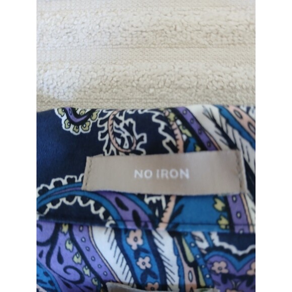 Chicos Women's Tunic Blouse Size 2 L Paisley Blue Purple Button Up Long Sleeve - Picture 15 of 15